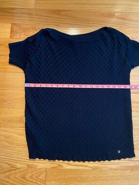 Carolina Herrera Navy Textured Knit Top